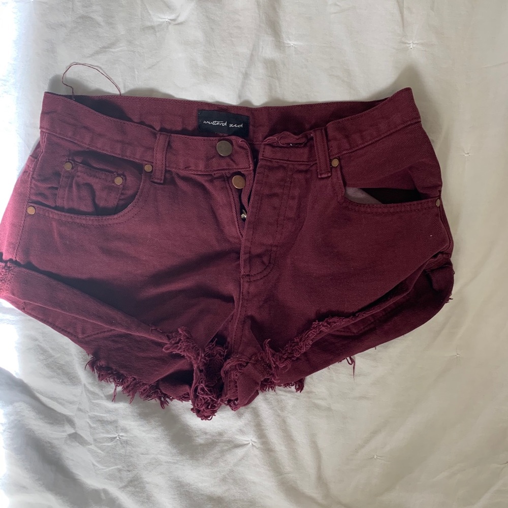 High Waisted Burgundy Shorts